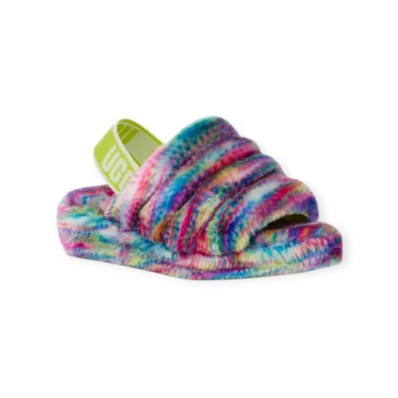 UGG Women's Fluff Yeah Pixelate Rainbow Slip-On Sandals Size 7 - Picture 3 of 14
